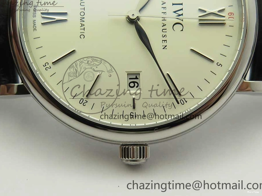 MIROTIME 0102 Portofino Automatic SS FKF 1:1 Best Edition White Dial SS Markers on Black Leather Strap A QuickDry 7138